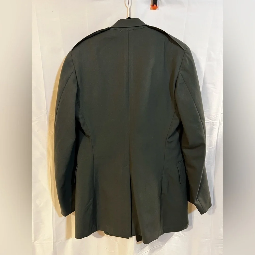 Men’s military jacket XL 38L long coat embroidered patched army green outerwear - Picture 8 of 15